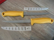 2 Danco Fillet Knives 6" SS Blades Fish Cleaning Knife With Blade Sleeve