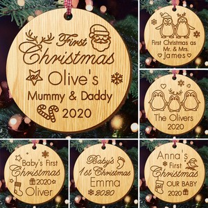 personalised baby first christmas tree decorations