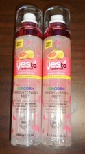 LOT OF 2 YES TO GRAPEFRUIT UNICORN BRIGHTENING MIST 3.8oz EACH