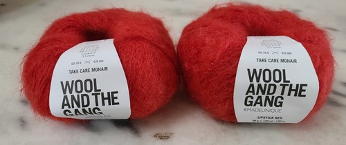 Wool and the Gang Take Care Mohair in Lipstick Red 2 balls NEW