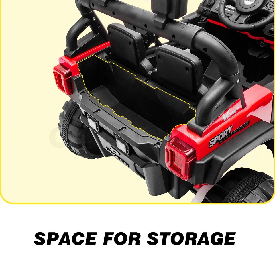 Electric Ride On Car Vehicle Toy Off Road Remote Control Jeep Truck for Kids Red - image 4 of 4