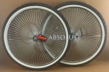 VINTAGE LOWRIDER 26" 144 SPOKE CHROME DAYTON RIM SET W/WHITEWALL SEMI-SLICK TIRE