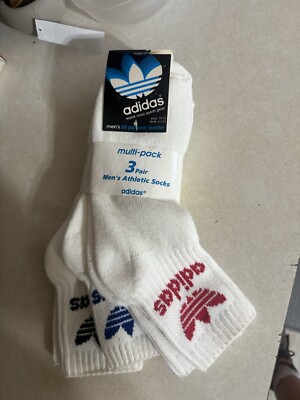 NEW Vintage Pair Adidas Socks Mens Blue Red Black TREFOIL