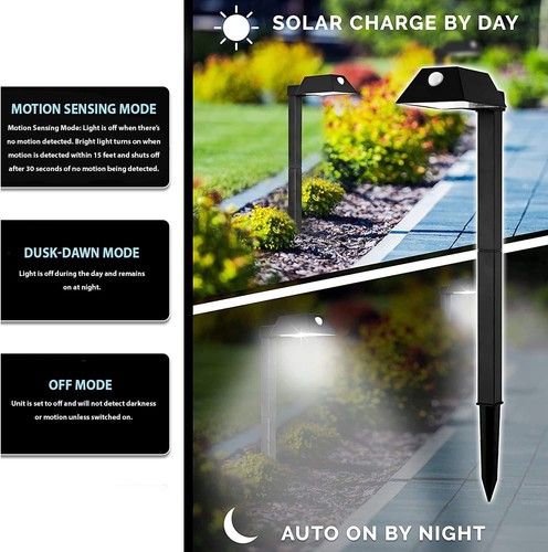 Morvat LED Adjustable Motion Sensor Outdoor Pathway Solar Lights, 4 pack - Picture 2 of 7