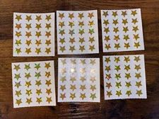 Sandylion 6 Pc Gold Stars Sticker Mod 120 Glitter Foil Holograms Vintage