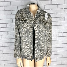 Ashley Mason Women Distressed Leopard Print Jacket - Size Small
