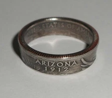 "Sealed"  ARIZONA US STATE QUARTER handcrafted  coin ring or pendant size 4-14
