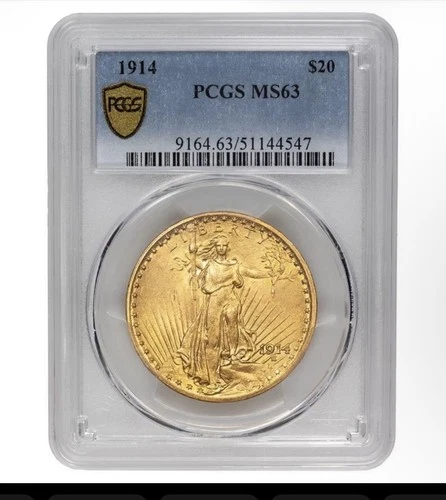 1914 St. Gaudens Gold Double Eagle $20 PCGS MS 63
