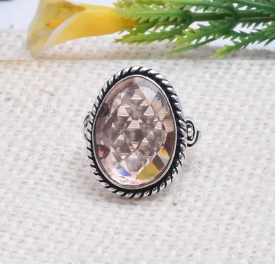 Morganit Edelstein Ring 925 Sterling Silber Handgemacht Oval A-32 - Bild 1 von 4