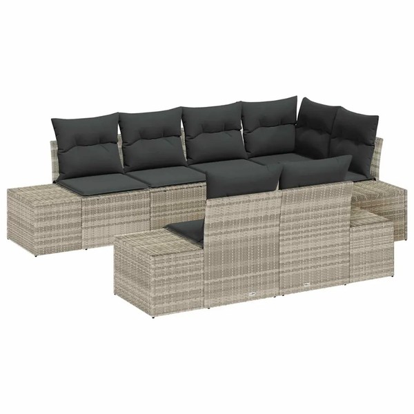 Gartensofa Set 7-Teilig Mit Stauraum Hellgrau Poly-Rattan GartenmöBel-image