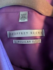 Geoffrey Beene men's dress shirt sateen long sleeve purple Large 16 1/2 34/35