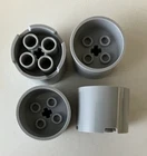 Lego 4x NEW Brick 3x3x2 Round w/ Recess, Axle Hole LIGHT BLUISH GREY #73111
