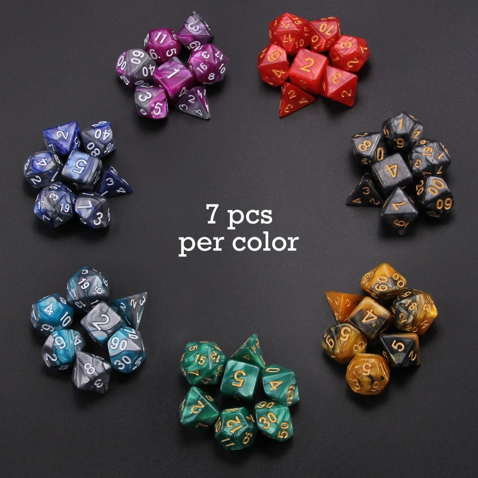 7 Sets 49PCS Polyhedral Dice for Dungeons & Dragons D&D DND RPG - Image 2 of 4