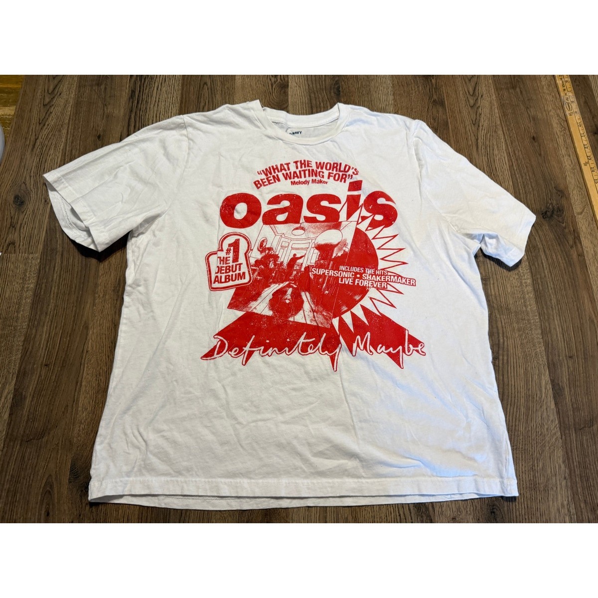 Old Navy Oasis Definitely Maybe Graphic T-Shirt Mens XL White Red