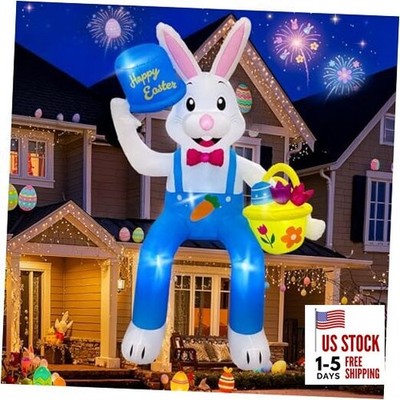 10 FT Easter Inflatables Outdoor Decorations, Sitting Inflatable Easter Bunny 