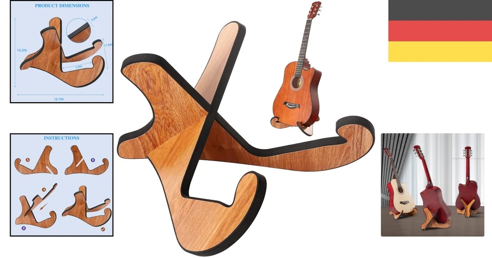Klassischer Gitarrenständer Holz für individuelle Lagerung Ihrer Instrumente - Bild 2 von 4