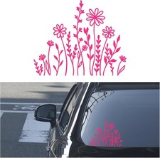 Boho Wildflowers Vinyl Car Decal Sticker, Waterproof Flower Design Color: Pink