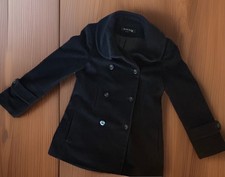 50% SALE! VTG Anne Klein Women's Angora & Wool Black Pea Coat Double-Breasted 4