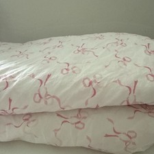 Laura Ashley Trailing Ribbon Bows Twin XL FITTED FLAT Sheets 100 Cotton Percale