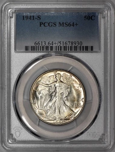 1941-S Walking Liberty Half Dollar 50c PCGS MS64+