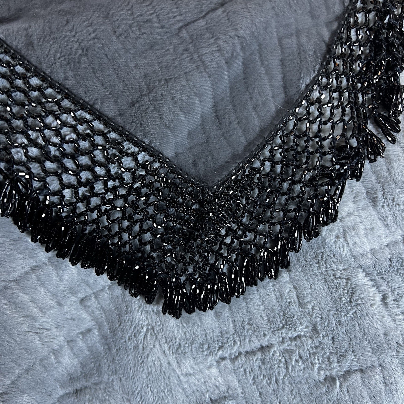 Sheer w/ 3” Beaded Border Triangular Wrap/Shawl S… - image 5