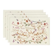  Floral Leaves Fall Placemats Set of 4 for 12" x 18", Rectangular 4 Pcs Brown