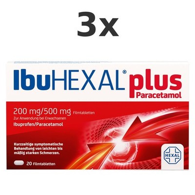 3x Ibuhexal Plus Paracetamol 200 Mg/500 mg Filmtabl. 20 St - PZN 18334434