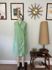 EUC Vintage 1950s 1960s Gingham Ruffled Cotton House Dress XL
