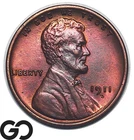1911-D Lincoln Cent Wheat Penny, Key Date, Unc Rainbow Toning