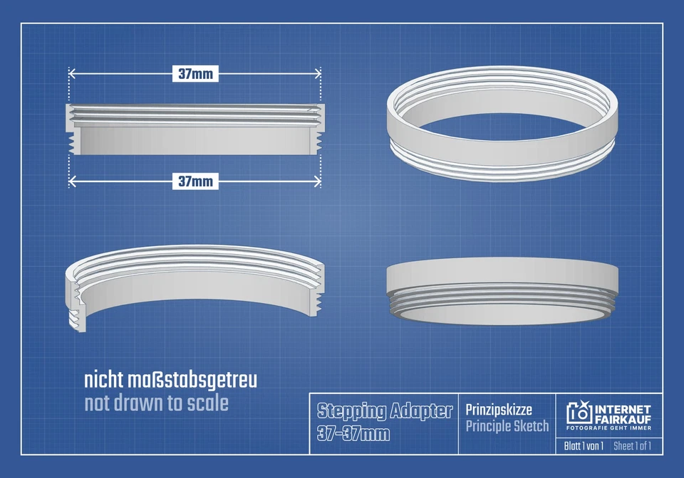 37-37mm Distanzring 37mm-37mm Zwischenring Filteradapter 37 - 37 mm Adapterring - Image 2 of 3