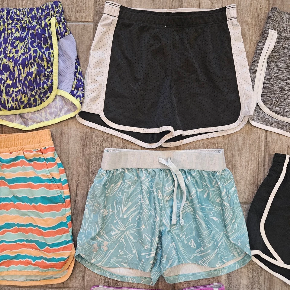 Nike Under Armour Athletic Shorts Girls Size 8 Lot of 7 Sporty Activewear Summer - Image 4 of 4