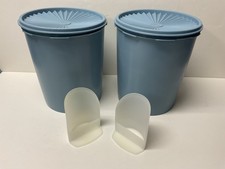 TUPPERWARE: 2 Large Size Country Blue Caniste...
