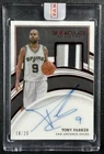 TONY PARKER 2021-22 PANINI IMMACULATE COLL GAME USED PATCH AUTO RED 18/25 SPURS