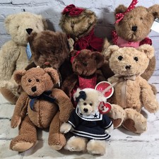 Vintage Collectors Teddy Bear Lot Of 8 Victorian Some Dressed Classic Decorative