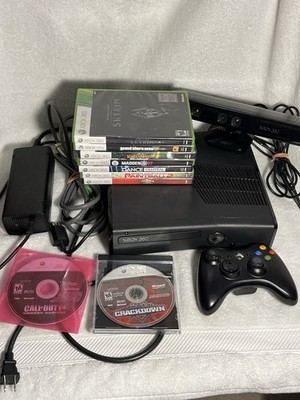 Microsoft Xbox 360 S 4GB Black Console with Kinect and 9 Games. No Hard Drive