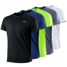 New Mens Breathable T Shirt Wicking Cool Dry Running Gym Top Sports Performance