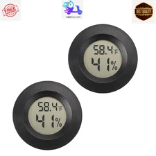 2 Digital Cigar Humidor Hygrometer Thermometer Temperature Round Black Gauge New
