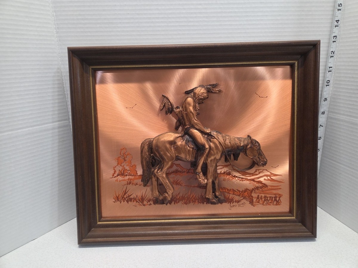 John Louw 3D Copper Picture End of the Trail Indian Wall Art