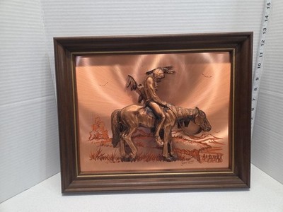 John Louw 3D Copper Picture End of the Trail Indian Wall Art
