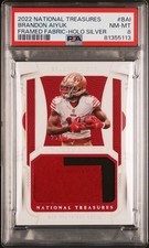 2022 National Treasures #FFA-BAI Brandon Aiyuk 25/25 Framed Fabric Silver PSA 8