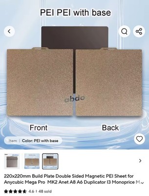 220x220mm Double-Sided Magnetic PEI Build Plate w/ Base 