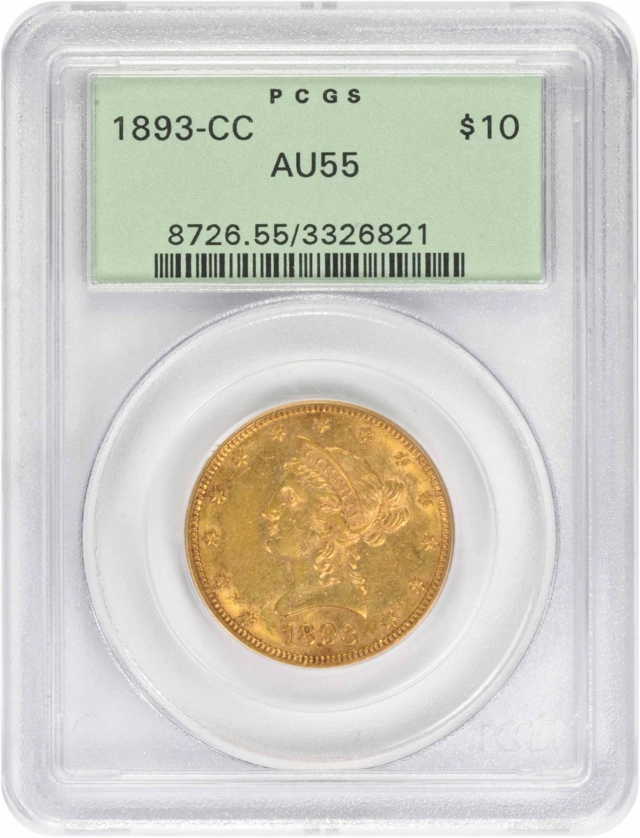 1893-CC $10 Gold Liberty Head AU55 PCGS