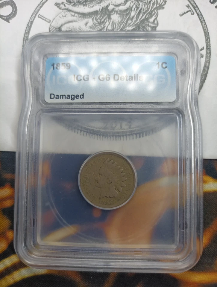 1870 Indian Cent 1c ICG G6 Details Environmental Damage ES103 - Image 2 of 3