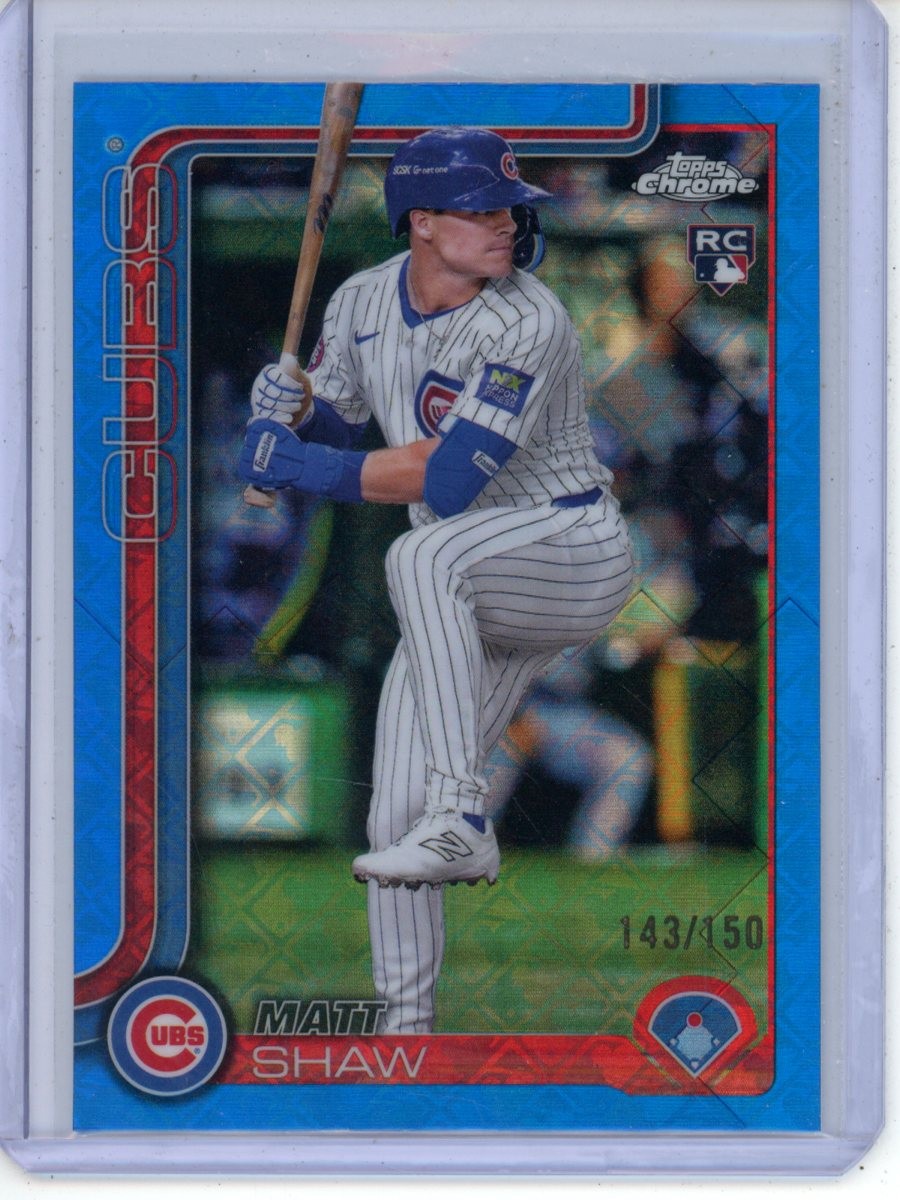 2025 Topps Chrome LOGOFRACTOR Matt Shaw /150 Blue #219 Rookie