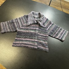 Avet Multicolor Striped Knit Collared Button Pullover Sweater Women L