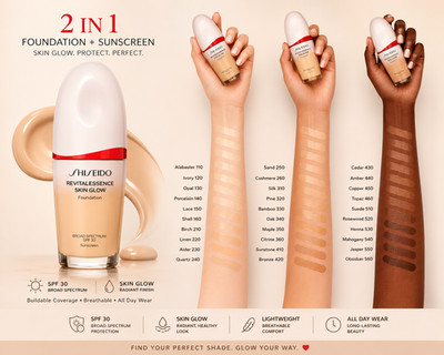 Shiseido RevitalEssence Skin Glow Foundation SPF 30 220 LINEN  1 OZ NEW