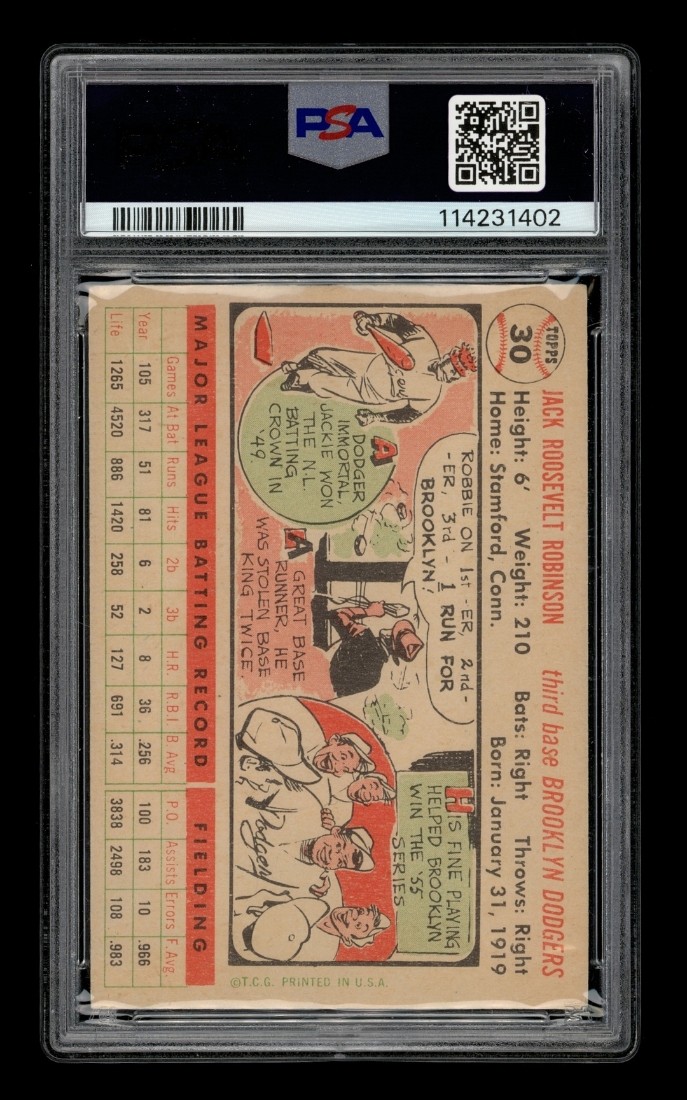 1956 Topps Set-Break # 30 Jackie Robinson White Back PSA 2 GOOD view 2