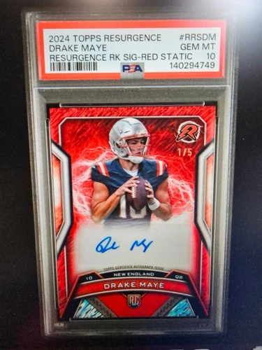 2024 Topps Resurgence - Rookie Signatures Drake Maye #RRS-DM, 1/5 PSA 10, POP 1