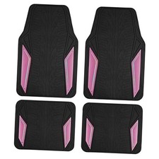 Rubber Floor Mats Aluminum Film with Colorful Piping Floor Mats for Cars, Pink