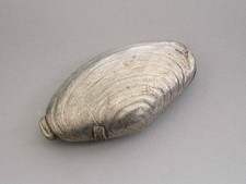 19th Century American Novelty Silver Plate Clam Shell Match Safe Frank M Whiting